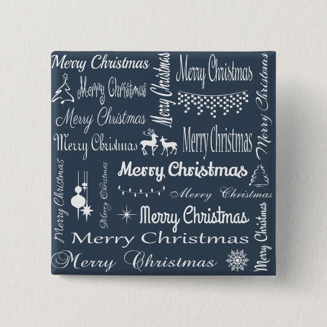 Merry Christmas 2 Inch Square Button (Front)