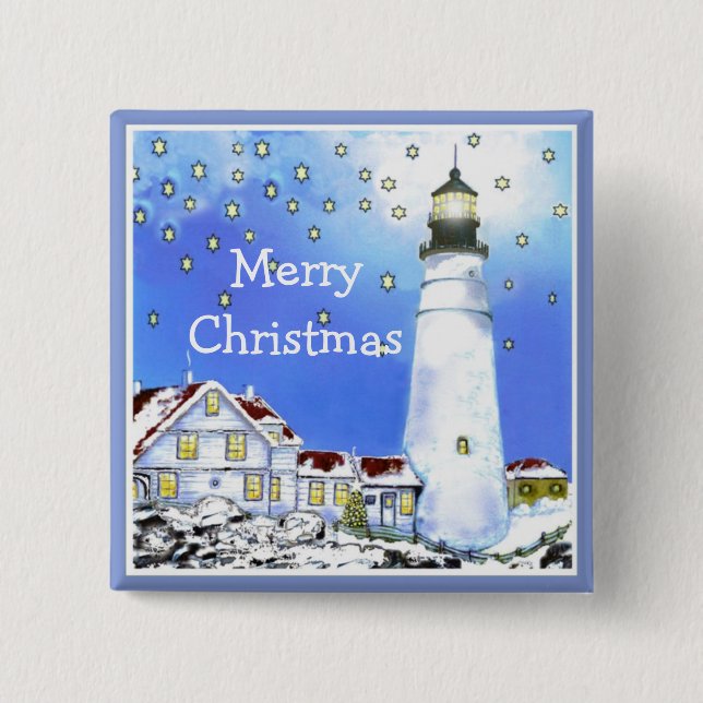 Merry Christmas 2 Inch Square Button (Front)