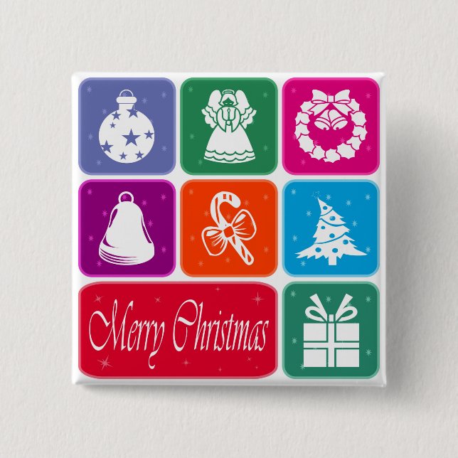 Merry Christmas 2 Inch Square Button (Front)