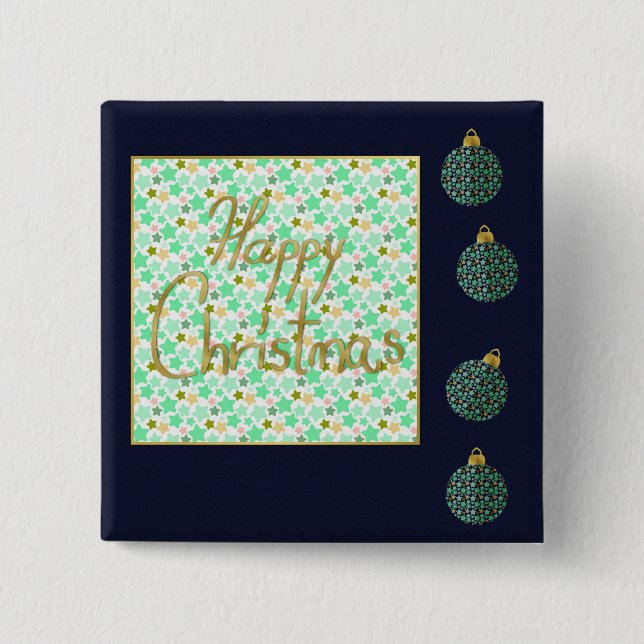 Merry Christmas 2 Inch Square Button (Front)