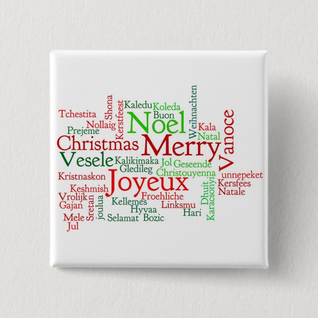 Merry Christmas 2 Inch Square Button (Front)
