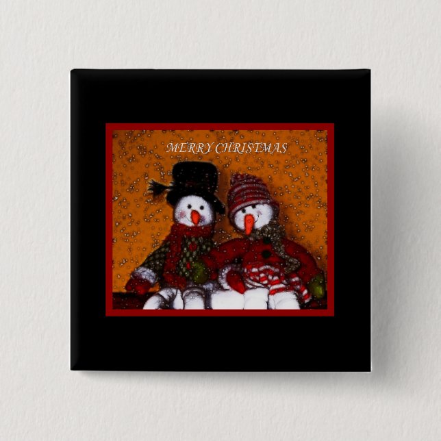 MERRY CHRISTMAS 2 INCH SQUARE BUTTON (Front)