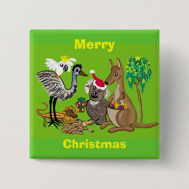 Merry Christmas 2 Inch Square Button (Front)