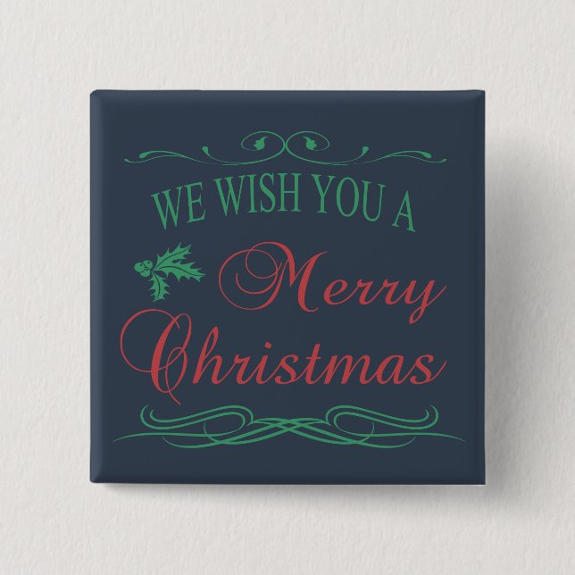 Merry Christmas 2 Inch Square Button (Front)