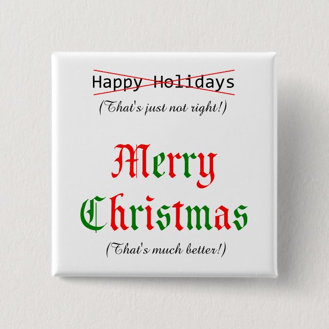 Merry Christmas 2 Inch Square Button (Front)