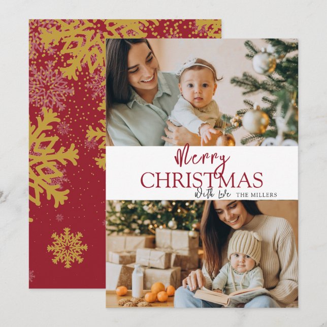 Merry Christmas 2 Photo Holiday Card (Front/Back)
