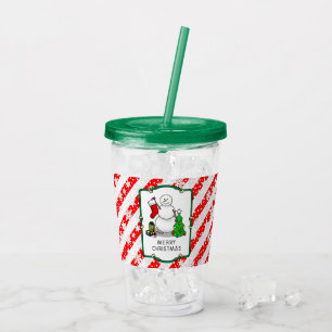Merry Christmas 2 Tree Stocking Snowman Acrylic Tumbler