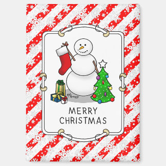 Merry Christmas 2 Tree Stocking Snowman Magnet