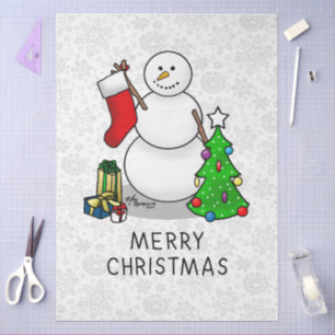 Merry Christmas 2 Tree Stocking Snowman Tissue Paper