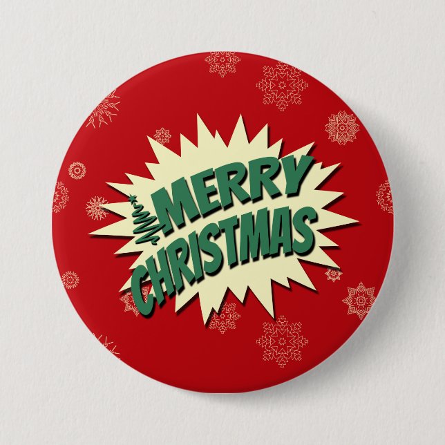 Merry Christmas 3 Inch Round Button (Front)