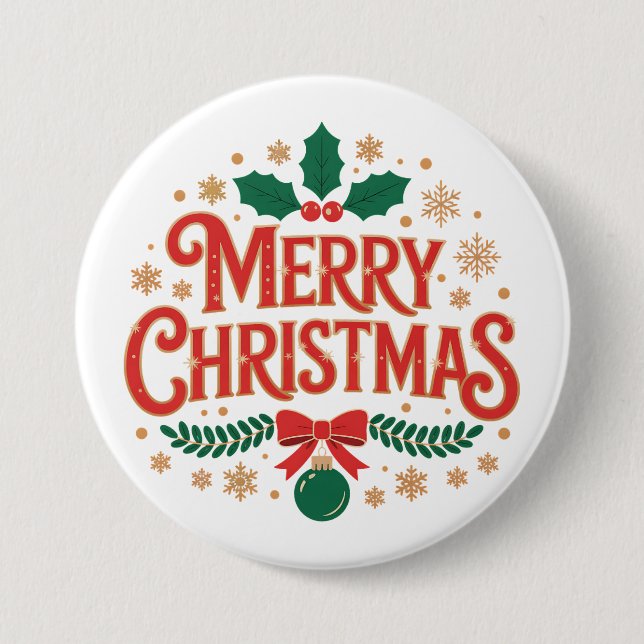 Merry Christmas 3 Inch Round Button (Front)