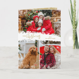 Merry Christmas 3 Photo Collage Folded Holiday Card