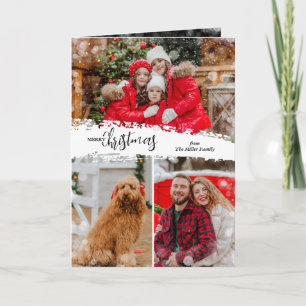 Merry Christmas 3 Photo Collage Folded Holiday Card