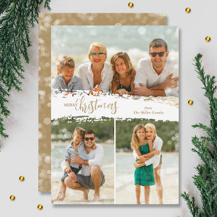Merry Christmas 3 Photo Collage Holiday Card