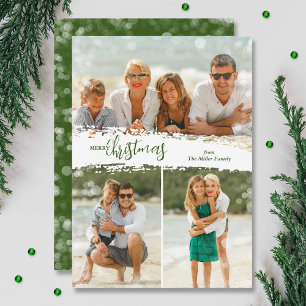 Merry Christmas 3 Photo Collage Holiday Card