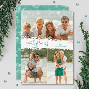 Merry Christmas 3 Photo Collage Holiday Card
