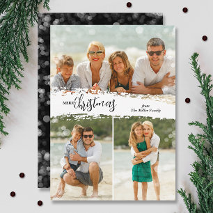 Merry Christmas 3 Photo Collage Holiday Card