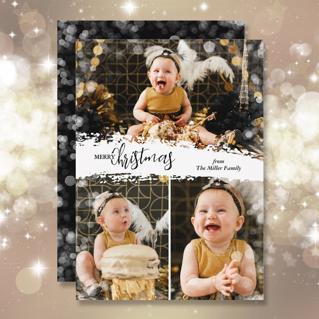 Merry Christmas 3 Photo Collage Holiday Card (Creator Uploaded)