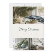 Merry Christmas 3 Photo Collage Holiday Card