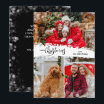 Merry Christmas 3 Photo Collage Holiday Card<br><div class="desc">Multi-photo Christmas holiday cards feature Merry Christmas in chic black lettering on a splash of snow in the middle. Just upload three photos and add your family greeting and names on the back. Select High Definition for best photo quality.</div>