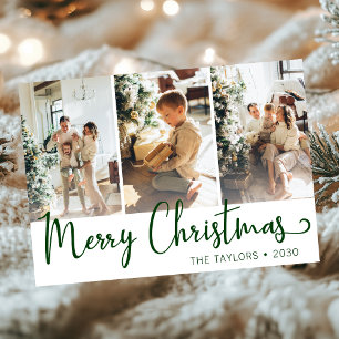 Merry Christmas 3 Photo Holiday Card