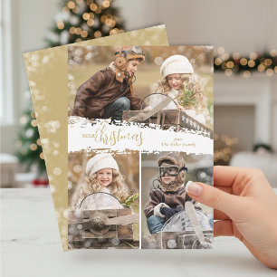 Merry Christmas 3 Photo Holiday Card
