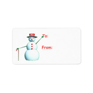 Merry Christmas 3D Snowman Label