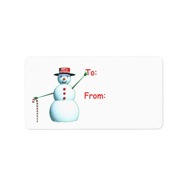 Merry Christmas 3D Snowman Label (Front)