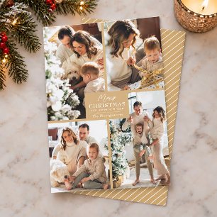 Merry Christmas 4 Photo Collage Holiday Card
