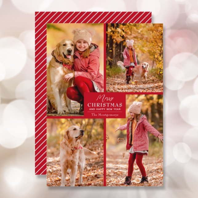Merry Christmas 4 Photo Collage Holiday Card (Creator Uploaded)