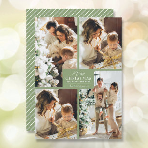 Merry Christmas 4 Photo Collage Holiday Card