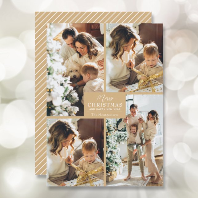 Merry Christmas 4 Photo Collage Holiday Card (Creator Uploaded)
