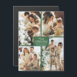 Merry Christmas 4 Photo Collage Magnetic Card<br><div class="desc">Your last name and the greeting Merry Christmas and Happy New Year in chic lettering on green with your favorite 4 photo collage on these 4.25" x 5.6" magnetic holiday greeting cards. *5" x 7" size done for you in our collection. Please use the correct size template so your photos...</div>