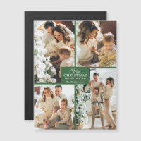 Merry Christmas 4 Photo Collage Magnetic Card