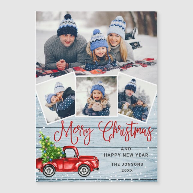 Merry Christmas 4 PHOTO Holiday Magnetic Card (Front)