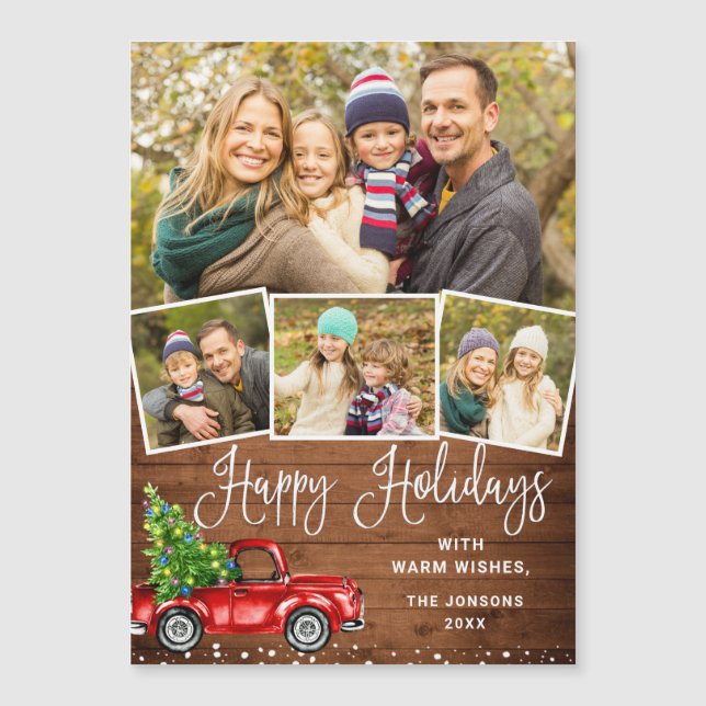 Merry Christmas 4 PHOTO Holiday Magnetic Card (Front)