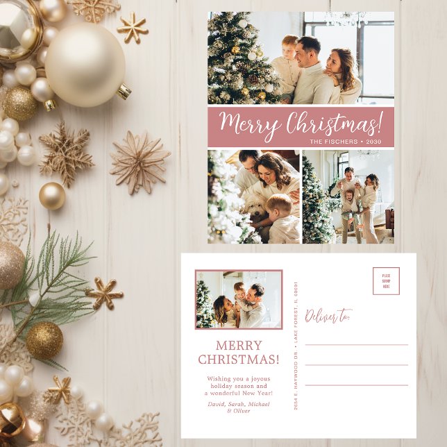 Merry Christmas 4 Photo  Holiday Postcard (Creator Uploaded)