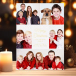 Merry Christmas 5 Photo Collage Elegant Gold Foil Holiday Card<br><div class="desc">This cute,  trendy Merry Christmas card features a modern layout of 5 family photos on a white background with elegant gold foil typography. This classic photo holiday card features your own photograph collage surrounding your message and family name in beautiful script.</div>