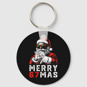 Merry Christmas 6 7 Meme Funny Santa 67 Hand Xmas Keychain