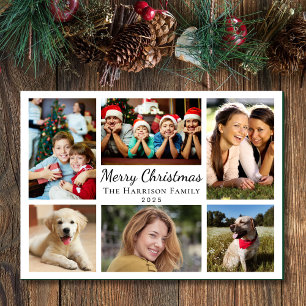 Merry Christmas 6 Photo Collage Holiday Card