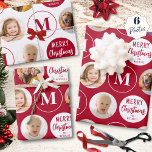 Merry Christmas 6 Photos Monogram Red White Wrapping Paper Sheet<br><div class="desc">Add a festive, personal touch to your Christmas holiday gifts with this set of 3 monogrammed red and white coordinated wrapping paper sheets featuring 6 of your photos that repeat across the pattern with the suggested editable greeting MERRY CHRISTMAS in modern typography and your name. PHOTO TIP: For fastest creation,...</div>