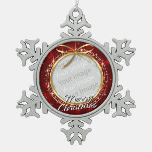 Merry Christmas 76 Pewter Snowflake Ornament