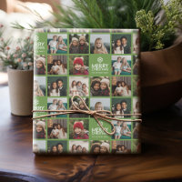 Merry Christmas 8 Photo Collage Avocado Green