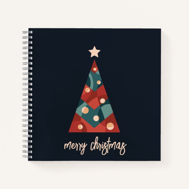 Merry Christmas abstract art xmas tree Notebook (Front)