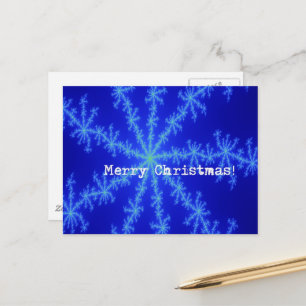 Merry Christmas Abstract Blue Snowflake Postcard