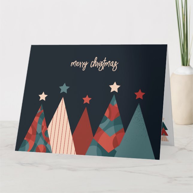 Merry Christmas abstract pine xmas tree design Card (Front)