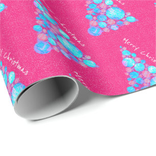 Merry Christmas Abstract Purple Large Tree Wrapping Paper