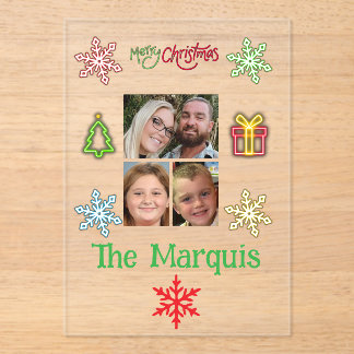 Merry christmas acrylic family greeting card acrylic invitations