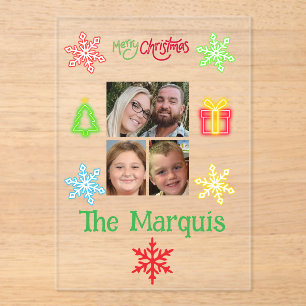 Merry christmas acrylic family greeting card invitations