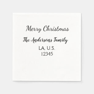 Merry Christmas add family name address name text Napkin